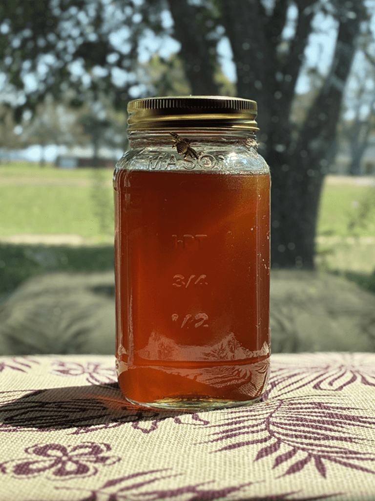 Quart jar of honey